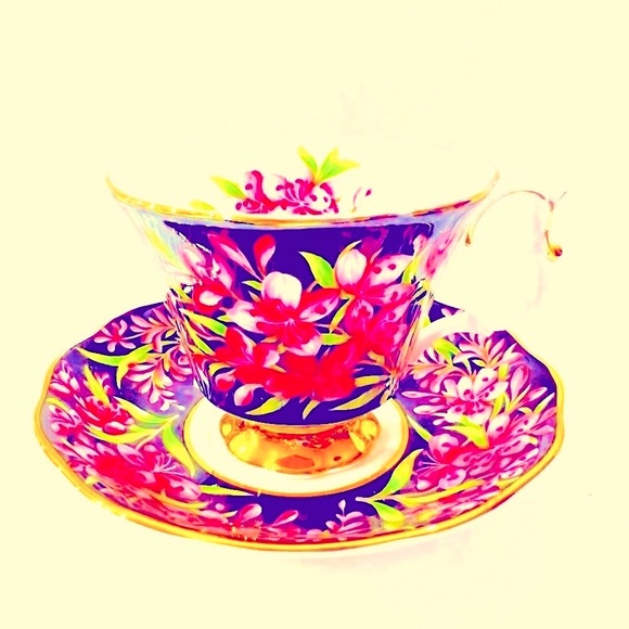 Royal Albert Provincial Flowers Series Fireweed Teacup & Saucer GOLD hand Paint - Picture 2 of 5